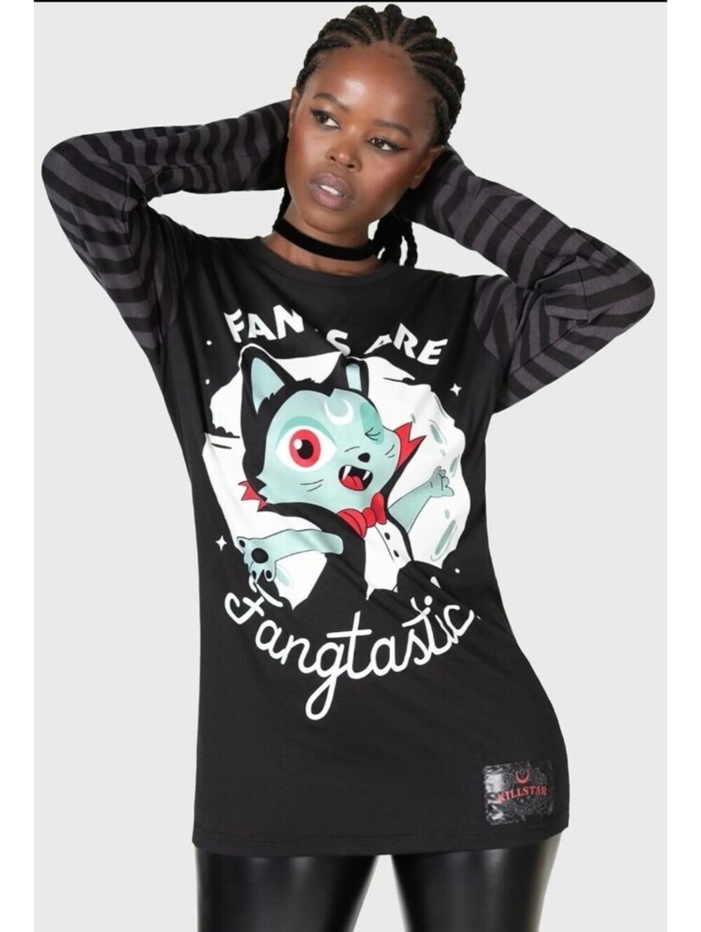 Killstar Fangtasy Long Sleeve Stripe Top Lil Vampurr Women's Size Medium NEW
